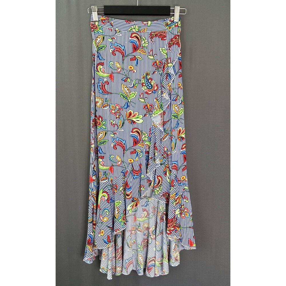 Me 2 Magic High Low Ruffle Skirt Small Colorful Blue Stripe Paisley Dopamine Y2K - Picture 5 of 15